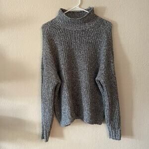 American Eagle Outfitters Gray Spackled Mock Neck Chunk Knit Sweater size S